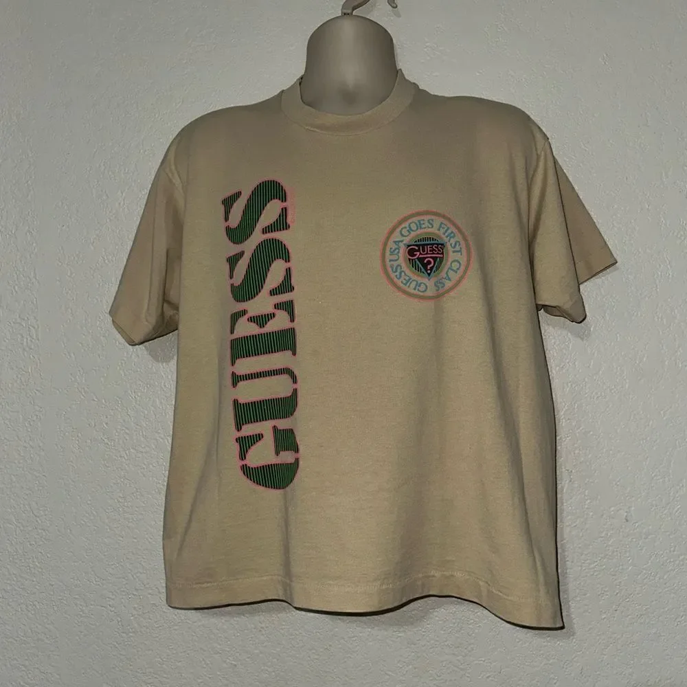 Single Stitch 80s 90s Vintage Guess USA Goes First Class T Shirt Men XL Y2K - Picture 1 of 8